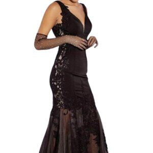 NWT Eureka Fashion 9060 Tulle Prom Dresses Black/ Champagne Size XL